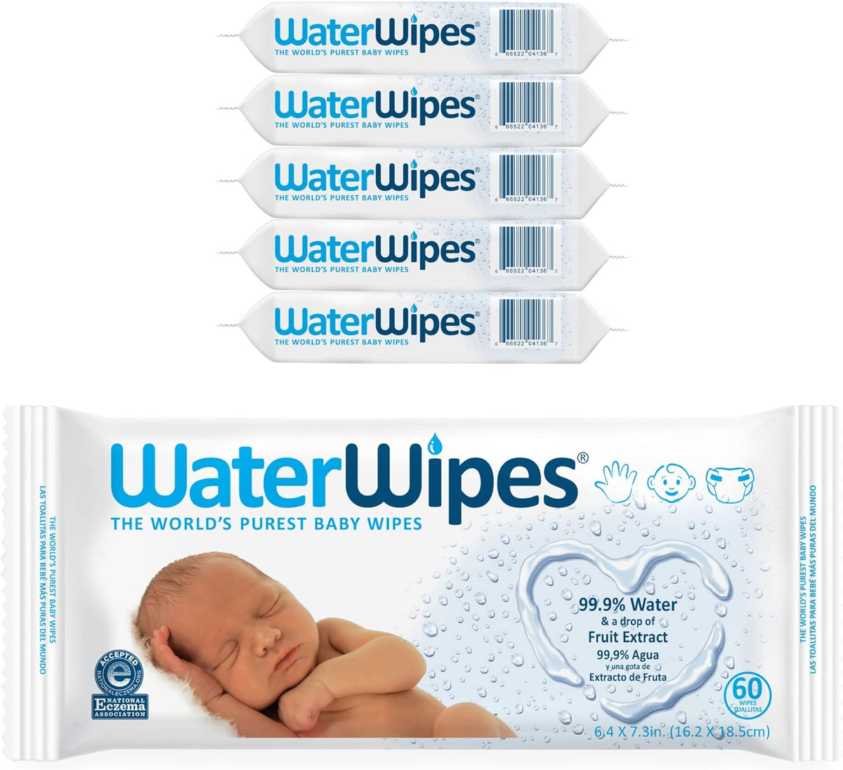 WaterWipes Original Baby Wipes, 99.9% Water Based Wipes, Unscented & Hypoallergenic for Sensitive Skin, Diaper Wipe, 300 count (5 packs)
