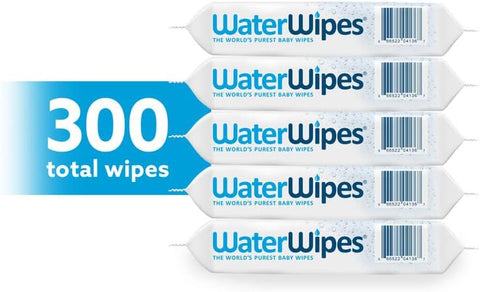 WaterWipes Original Baby Wipes, 99.9% Water Based Wipes, Unscented & Hypoallergenic for Sensitive Skin, Diaper Wipe, 300 count (5 packs)